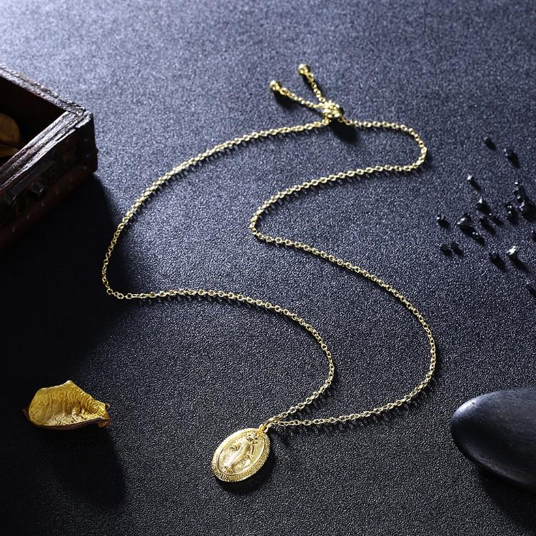 Lady Goddess Coin Necklace in 18K Gold Plated