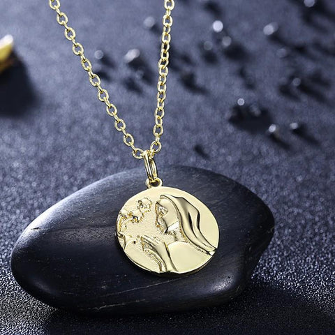 Greek Goddess Coin Necklace in 18K Gold Plated