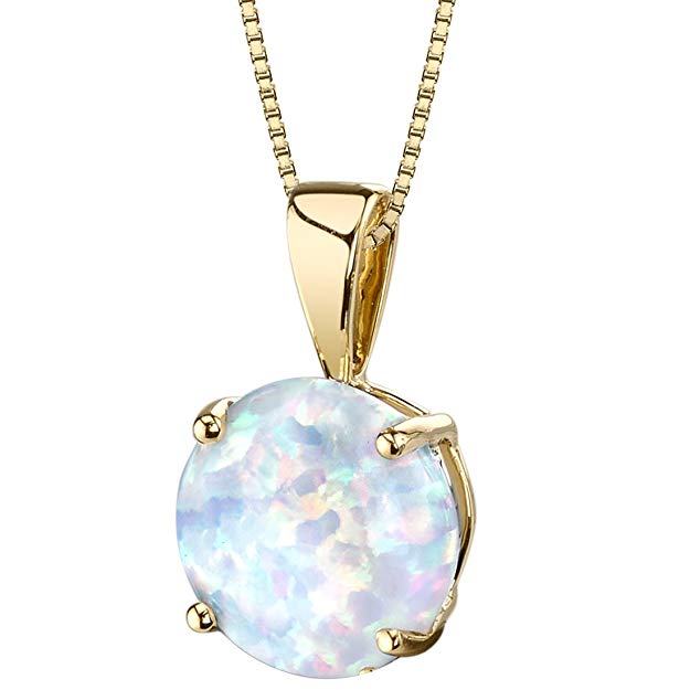 Opal Stone 1.00 Ct Opal Created Pendant Drop  Necklace