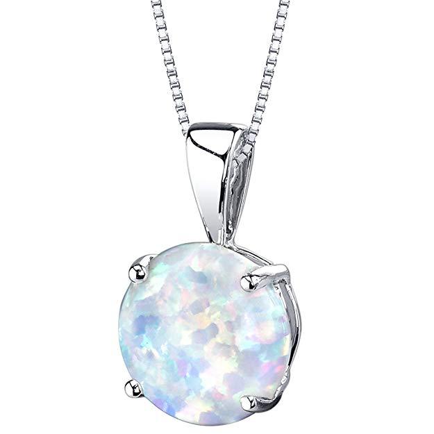 Simplistic Oceanic Opal Princess Cut Necklace in 14K Silver
