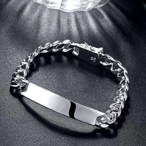 Silver ID-Tag Curb New York Bracelet