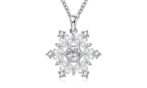 18K White Gold Plated Swarovski Elements Snowflake Necklace