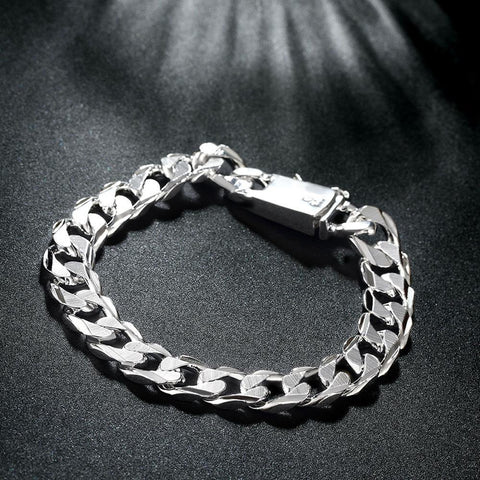 Silver Plated Unisex Curb Chain Italian Bracelet