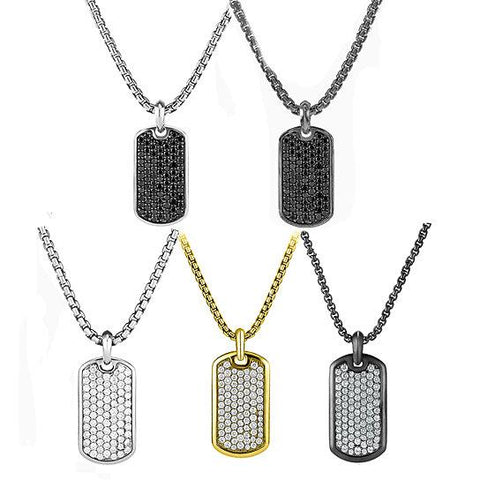 Stainless Steel Designer Inspired Dog-Tag Necklace - 5 Options
