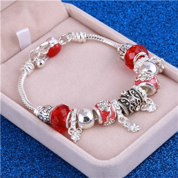 Pure Crystal Charm Silver Bracelet - The Girly Village